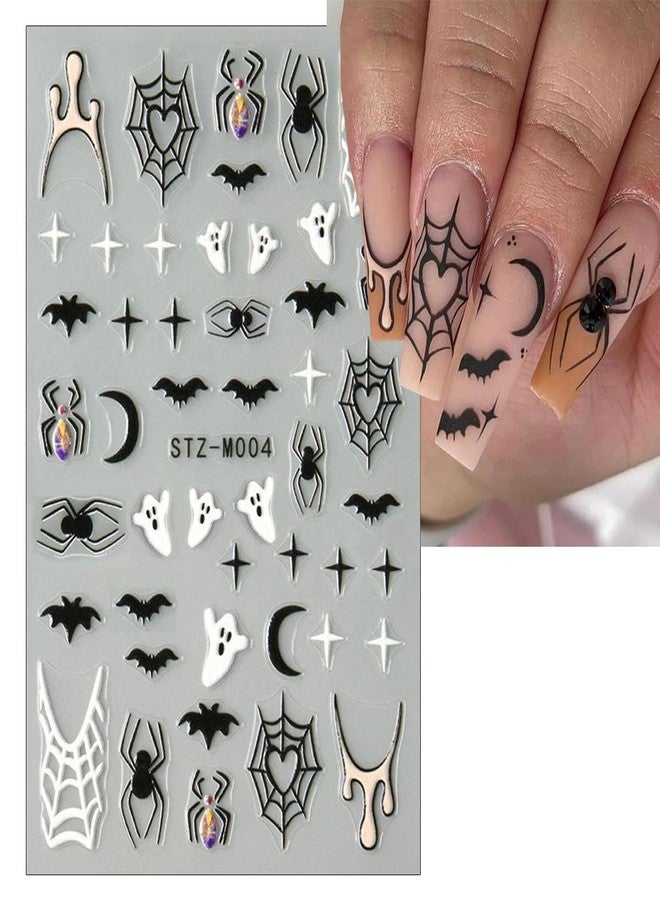 OSTTMA 6Pcs Halloween Nail Stickers for Nail Art, Bat Spiders Nail Art Stickers Spider Web Black Rose Skull Ghost Nails Design Decals Halloween Nail Supplies for Women DIY Manicure Decoration Accessories - Image 5